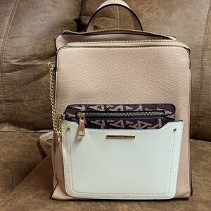 Aldo Mauve/Cream Block Faux Leather Purse w/Removal Pouch